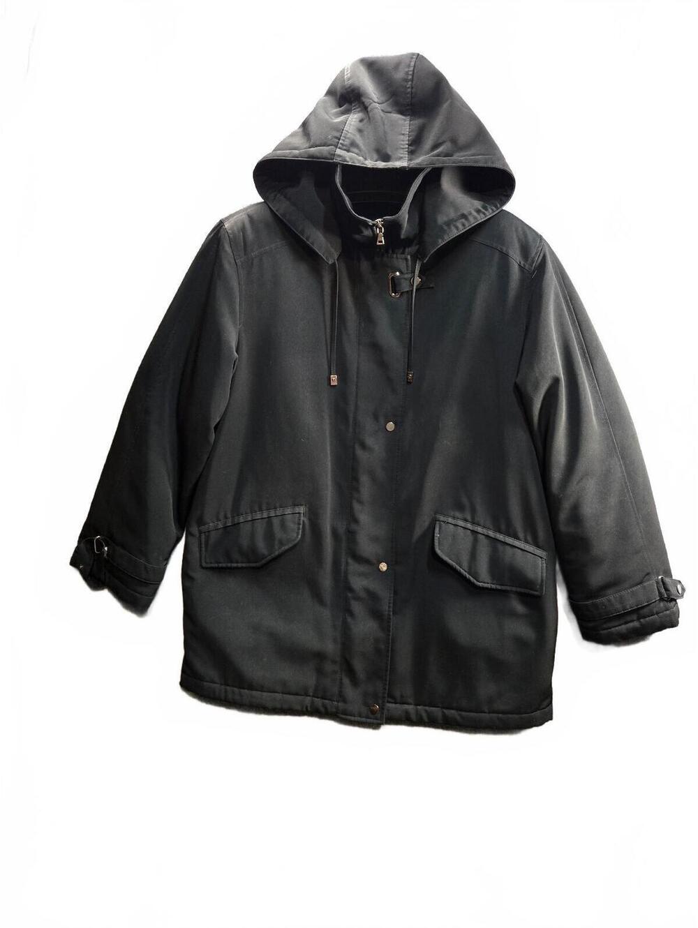 FS Limited Women's Hood Utility Parka Jacket Black Size M Mid-Length Snap Clasp